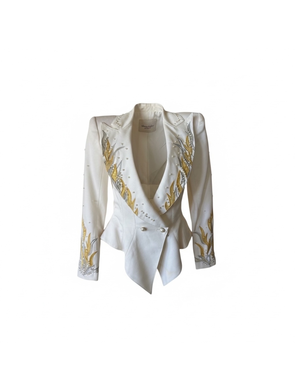 Vintage IIF White Gold & Silver Embellished Statement Blazer